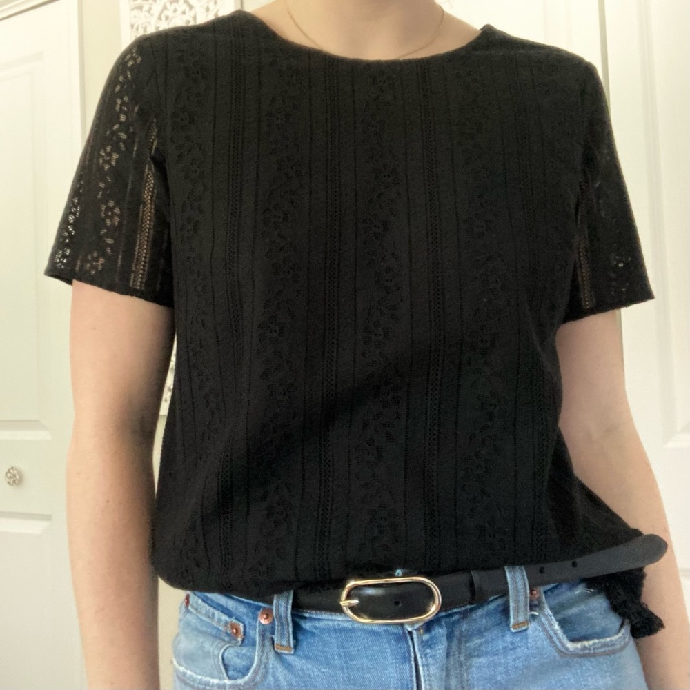 Michael Kors Lace Black Shirt with Tassels Small